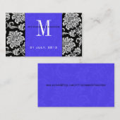 Blue Damask Wedding Website Business Card Begleitkarte (Vorne/Hinten)