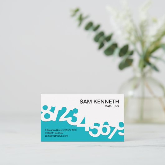 Blue Dancing Numbers Wave Math Tutor Visitenkarte (Stehend Vorderseite)