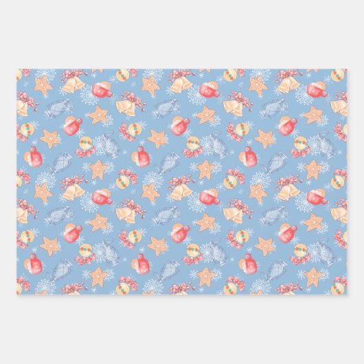 Blue Dancing Snowman Holiday Geschenkpapier Set (Vorderseite 2)