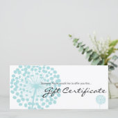 Blue Dandelion Blume Geschenkgutschein Design 4b (Stehend Vorderseite)