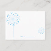 Blue Dandelion Blume Liebe Herzen Sommerhochzeit Platzkarte (Vorderseite)