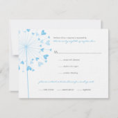 Blue Dandelion Blume Liebe Wedding RSVP Card (Vorderseite)