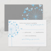 Blue Dandelion Blume Liebe Wedding RSVP Card Karte (Vorne/Hinten)