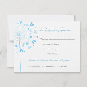 Blue Dandelion Blume Liebe Wedding RSVP Card Karte
