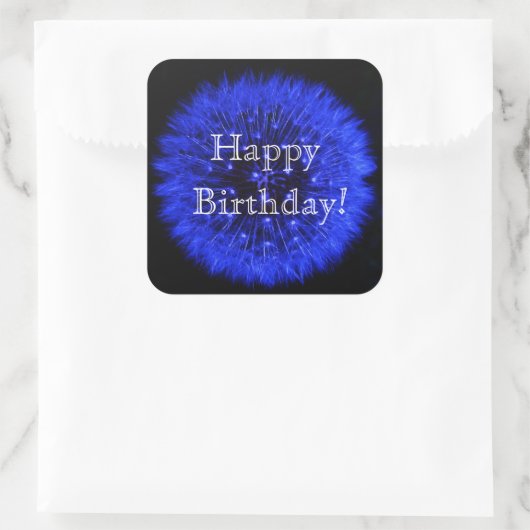 Blue Dandelion Happy Birthday Sticker (Tasche)
