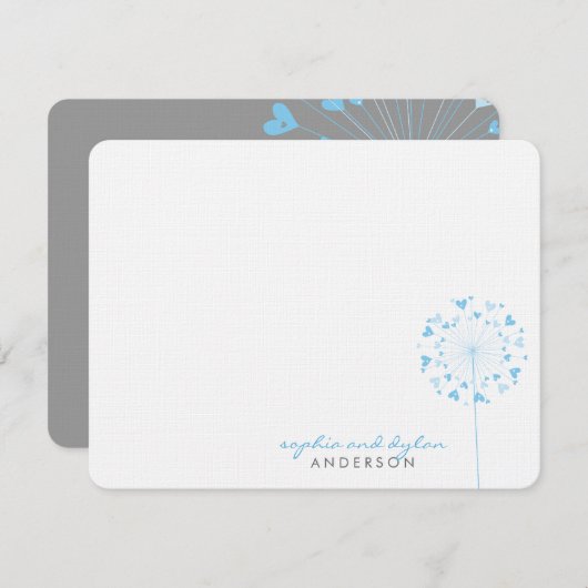 Blue Dandelions Liebe Herz Hochzeit Dankeschön Kar Dankeskarte (Vorne/Hinten)