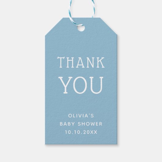 Blue Danke Baby Dusche | Minimalistisch Nautic Geschenkanhänger (Vorderseite)