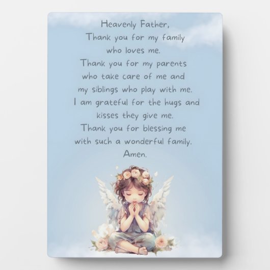 Blue Danke Child Prayer Tabletop Plaque Fotoplatte (Vorderseite)