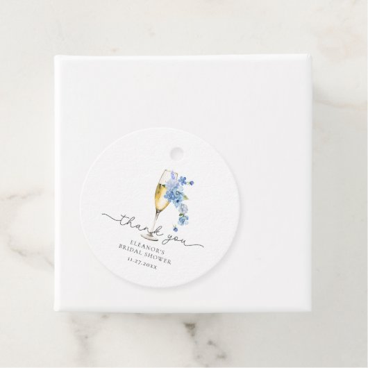 Blue Danke Petals & Prosecco Brautparty Geschenkanhänger (Beispiel)