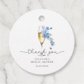 Blue Danke Petals & Prosecco Brautparty Geschenkanhänger (Vorderseite)