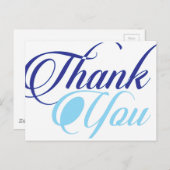 Blue danke Skripttypografie Postkarte (Vorne/Hinten)