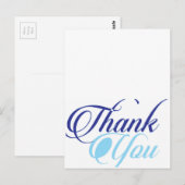 Blue danke Skripttypografie Postkarte (Vorne/Hinten)