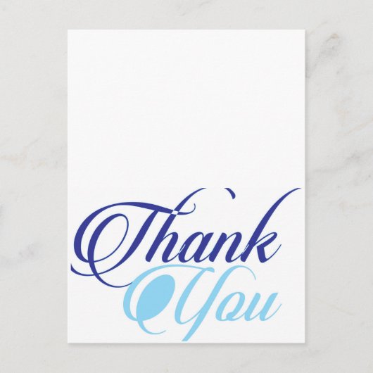 Blue danke Skripttypografie Postkarte (Vorderseite)