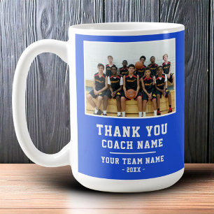 Blue Dankeschön Coach Team Name Foto Kaffeetasse