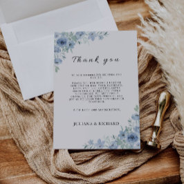 Blue Dankeschön Letter, Napkin Note Menu Menükarte