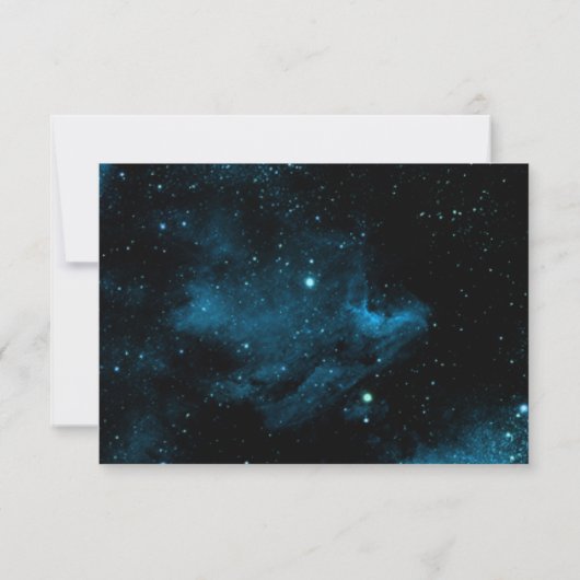 Blue Dark Galaxy Wedding RSVP Cards (Rückseite)