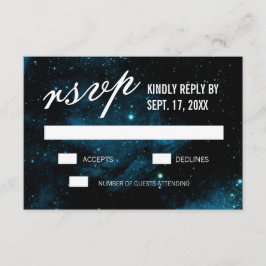 Blue Dark Galaxy Wedding RSVP Cards Karte