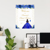 Blue Dark Skin Girl 16 . Geburtstag Willkommen Poster (Heimbüro)