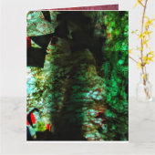 Blue dark texture Folded Greeting Card,Calm color Karte (Gelbe Blume)