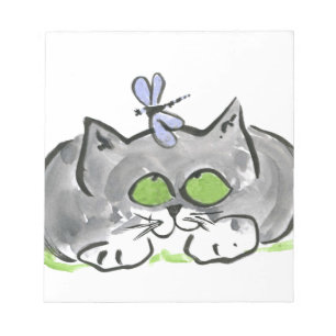 Blue Darning Needle und Grau Kitten Notizblock