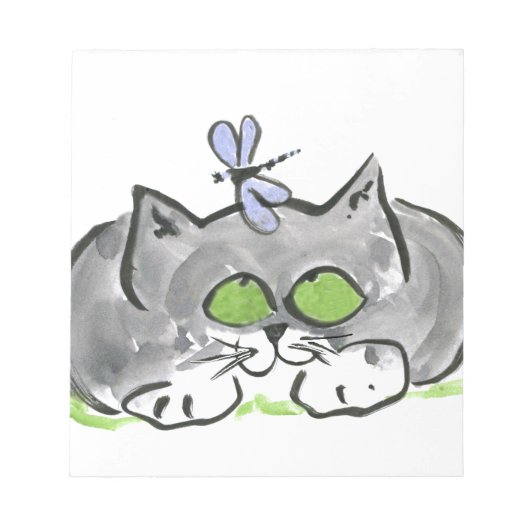 Blue Darning Needle und Grau Kitten Notizblock (Vorderseite)