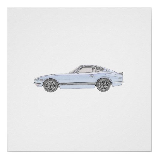 Blue Datsun 240Z Sportwagen Perfekt Poster (Vorderseite)