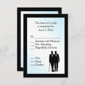 Blue Day Gay Wedding mit Menü RSVP Karte (Vorne/Hinten)
