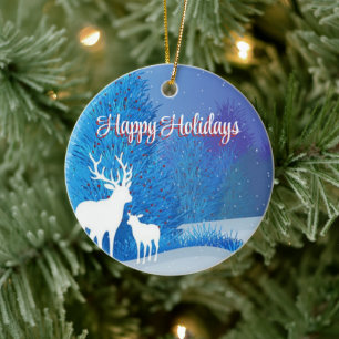 Blue Day mit Rentier Keramik Ornament
