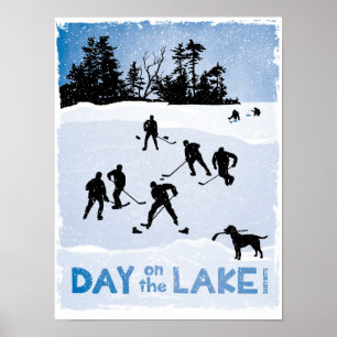 Blue Day on Lake Pond Hockey Poster