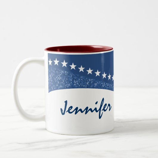 Blue Dazzling Star Curves Tasse (Links)