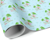 Blue Deck The Palms Tropical Christmas Santa Flami Geschenkpapier (Rolleneckpunkt)