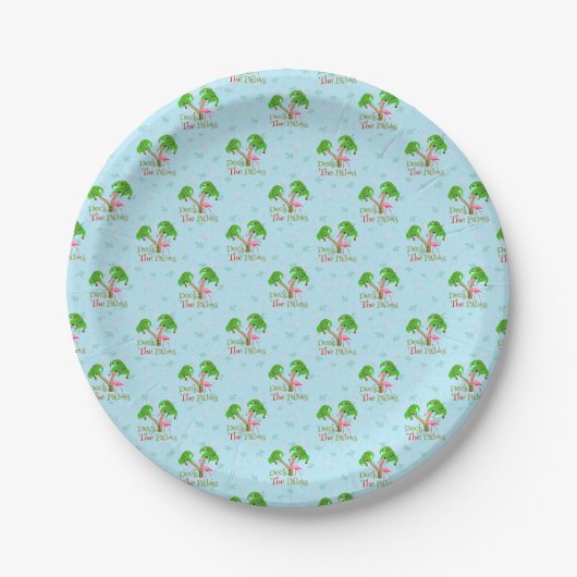 Blue Deck The Palms Tropical Christmas Santa Flami Pappteller (Vorderseite)