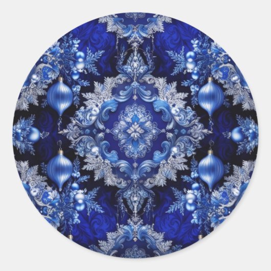 Blue Decoration Ornaments Holiday Sticker (Vorderseite)