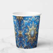 Blue Decorative Christmas Holiday Paper Cups Pappbecher (Rückseite)