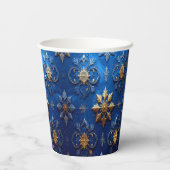 Blue Decorative Christmas Holiday Paper Cups Pappbecher (Rückseite)