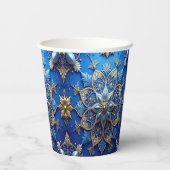 Blue Decorative Christmas Holiday Paper Cups Pappbecher (Rückseite)