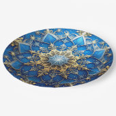 Blue Decorative Christmas Holiday Paper Plate Pappteller (Schrägansicht)