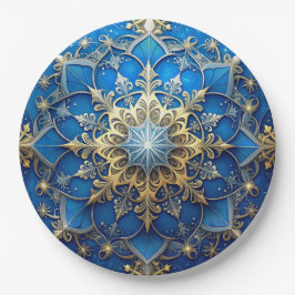 Blue Decorative Christmas Holiday Paper Plate Pappteller
