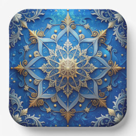 Blue Decorative Christmas Holiday Paper Plate Pappteller