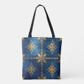 Blue Decorative Christmas Holiday Tote Bag Tasche (Rückseite)