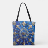 Blue Decorative Christmas Holiday Tote Bag Tasche (Rückseite)