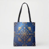 Blue Decorative Christmas Holiday Tote Bag Tasche (Vorderseite)