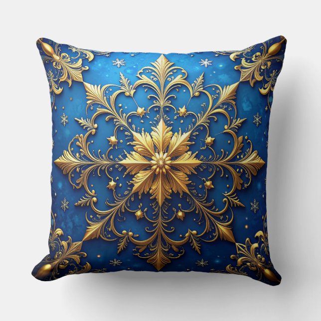 Blue Decorative Christmas Throw Pillow Kissen (Vorderseite)