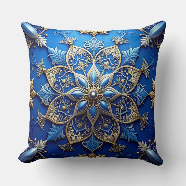 Blue Decorative Christmas Throw Pillow Kissen (Vorderseite)