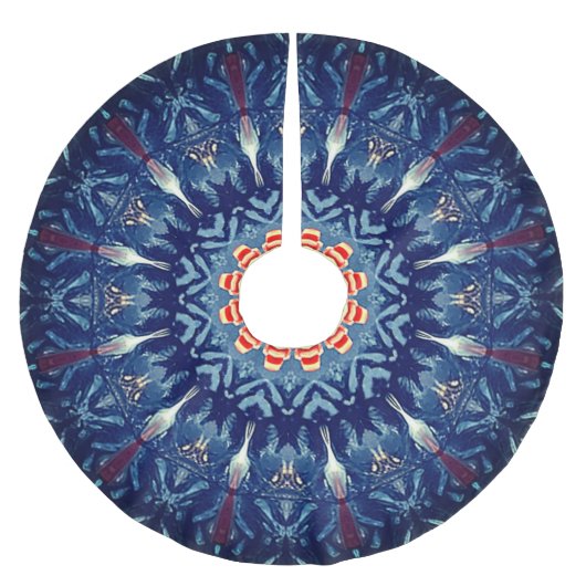 Blue Decorative Christmas Tree Skirt Polyester Weihnachtsbaumdecke (Vorderseite)