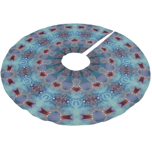 Blue Decorative Christmas Tree Skirt Polyester Weihnachtsbaumdecke (Schrägansicht)
