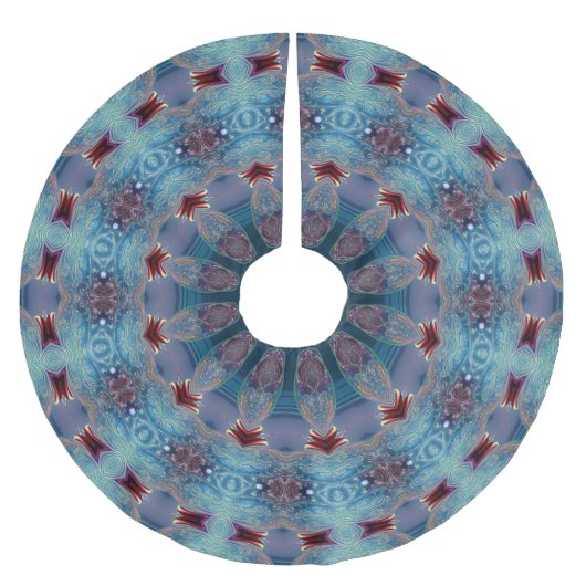 Blue Decorative Christmas Tree Skirt Polyester Weihnachtsbaumdecke (Vorderseite)