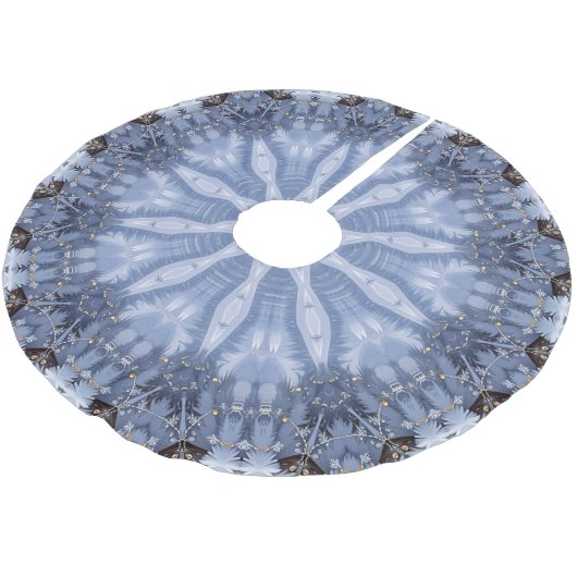 Blue Decorative Christmas Tree Skirt Polyester Weihnachtsbaumdecke (Schrägansicht)