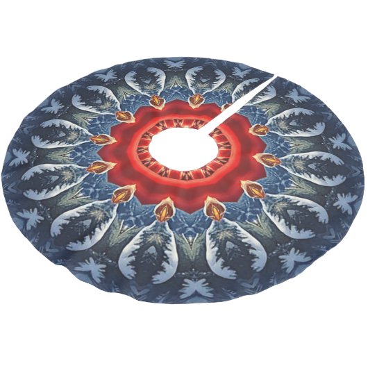 Blue Decorative Christmas Tree Skirt Polyester Weihnachtsbaumdecke (Schrägansicht)