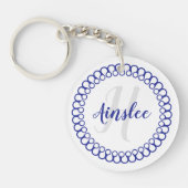 Blue Decorative Circle Monogram Acrylic Schlüssela Schlüsselanhänger (Vorderseite)
